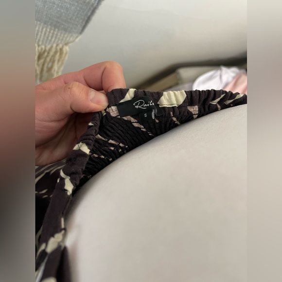 Rails Brown Abstract Linen Blend Sleeveless Button Up Tie front Rompers Size S - Picture 5 of 10